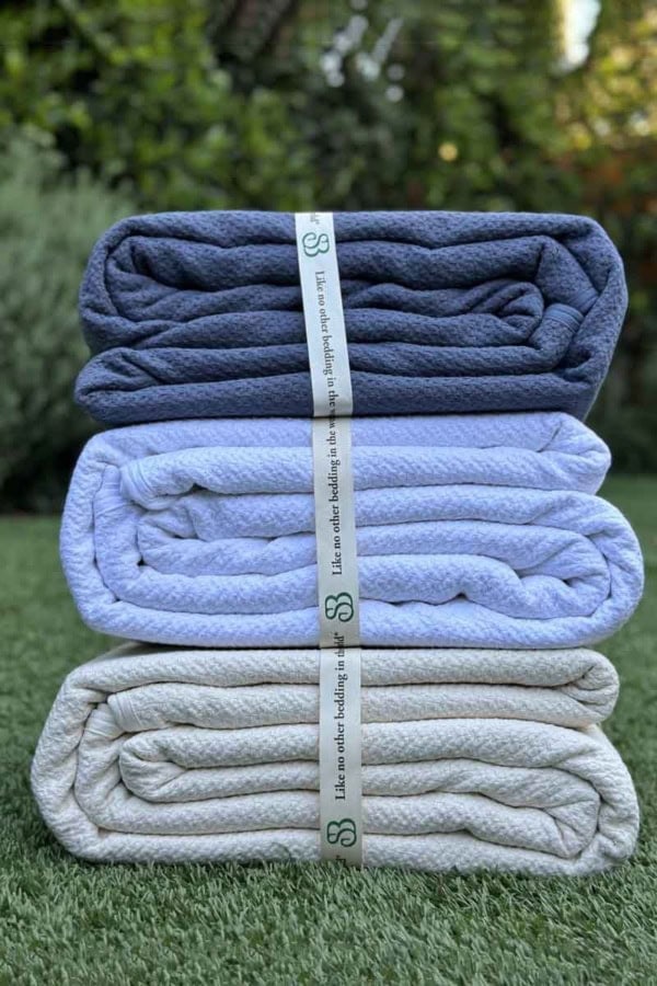 100 organic cotton honeycomb blanket 3 colors