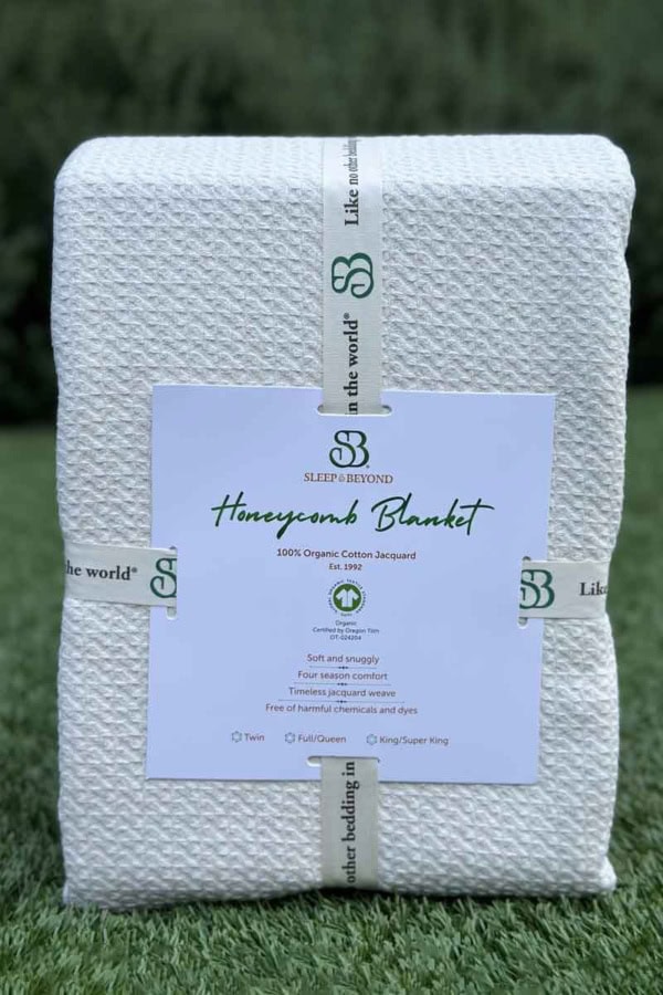 100 organic cotton honeycomb blanket classic ivory
